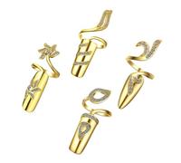 4 Pièces Anneau pour Ongle Ouvert en Alliage et Cristaux | Décoration D’ongles Élégante, Surface Lisse et Légère, pour Soirée, Anniversaire, Mariées ou Valentine