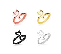4 Pièces Anneaux Crochet, Anneaux Boucle Tricot Réglables Forme Chat Guide Fil Ouvert Métal Support Doigt Anneaux Tension Fil Accessoires Dé Tricoter pour Tricot Plus Rapide (Multicolore)
