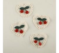 4 pièces Applique de dentelle en forme de cerise, patch de vêtements à coudre pour robe, pantalon, chapeau, sac à dos, patch de broderie de couture, accessoire vestimentaire pour un usage quotidien Ta