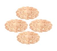 4 Pièces Applique Décorative Ronde en Bois Non Peinte pour Meubles | Finition Grain Kaki, Montage Plat sur Surface, pour Têtes de Lit, Armoires et Rénovation Intérieure