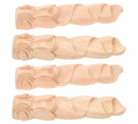 4 Pièces Applique en Bois Massif Ovale Fleurie, Style Européen | Surface Peignable, Finition Lisse, Texture Naturelle, pour Cadres, Tables et Habillage Intérieur