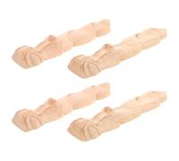 4 Pièces Applique en Bois Sculpté, Décor Européen Rétro Ovale | Bois Massif Beige, Fleurs Sculptées, Finition Lisse, pour Tables et Têtes de Lit, Bricolage Intérieur