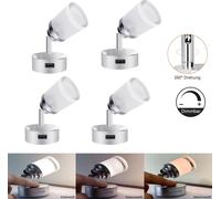 4 pièces Applique murale LED à intensité variable, lampe de lecture 3 couleurs de lumière, interrupteur mural tactile, connexion USB, veilleuse 3W intérieur RV camping-car bateau