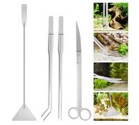 4 Pièces Aquarium Aquascaping Kit, Outil Aquarium en Acier Inoxydable, Plantes Aquatiques Pincettes Ciseaux Spatule Kit pour Aquariophile Débutant