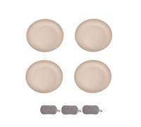 4 Pièces Assiette Plastique Rigide Reutilisable,Assiettes Pour Fruits Gâteaux Salades Desserts Pâtes,Incassable,Ronde,Grande Capacité,Passe au Microondes et au Lavevaisselle (Beige, 23cm)