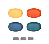 4 Pièces Assiette Plastique Rigide Reutilisable,Assiettes Pour Fruits Gâteaux Salades Desserts Pâtes,Incassable,Ovale,Grande Capacité,Passe au Microondes et au Lavevaisselle (Couleur mixte 2)