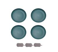 4 Pièces Assiette Plastique Rigide Reutilisable,Assiettes Pour Fruits Gâteaux Salades Desserts Pâtes,Incassable,Ronde,Grande Capacité,Passe au Microondes et au Lavevaisselle (Vert foncé, 20cm)