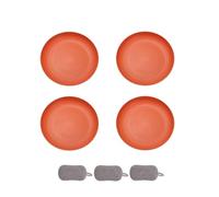 4 Pièces Assiette Plastique Rigide Reutilisable,Assiettes Pour Fruits Gâteaux Salades Desserts Pâtes,Incassable,Ronde,Grande Capacité,Passe au Microondes et au Lavevaisselle (Orange, 23cm)
