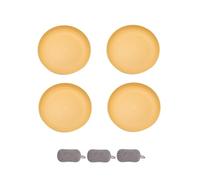4 Pièces Assiette Plastique Rigide Reutilisable,Assiettes Pour Fruits Gâteaux Salades Desserts Pâtes,Incassable,Ronde,Grande Capacité,Passe au Microondes et au Lavevaisselle (Jaune, 23cm)