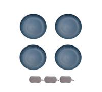 4 Pièces Assiette Plastique Rigide Reutilisable,Assiettes Pour Fruits Gâteaux Salades Desserts Pâtes,Incassable,Ronde,Grande Capacité,Passe au Microondes et au Lavevaisselle (Bleu foncé, 23cm)