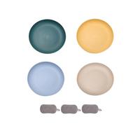 4 Pièces Assiette Plastique Rigide Reutilisable,Assiettes Pour Fruits Gâteaux Salades Desserts Pâtes,Incassable,Ronde,Grande Capacité,Passe au Microondes et au Lavevaisselle (Couleur mixte 1, 20cm)
