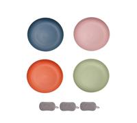 4 Pièces Assiette Plastique Rigide Reutilisable,Assiettes Pour Fruits Gâteaux Salades Desserts Pâtes,Incassable,Ronde,Grande Capacité,Passe au Microondes et au Lavevaisselle (Couleur mixte 2, 23cm)