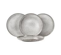 4 Pièces Assiette Plate à Dîner, Assiette Creuse Grande en Céramique - 26cm, Service de Table en Grès Gris pour Dessert/Salade/Fruit/Gâteau - Glaçure Réactive