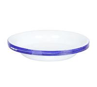 4 Pièces Assiettes Émaillées Vintage Blanches, Bords Plats | Décoration Rétro, Surface Lisse, Présentation Élégante à Maison L’hôtel, Adaptées au Service du Goûter