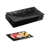 4 Pièces Assiettes Noires pour Entrées, Assiettes Noires Petites, Plats de Service Rectangulaires, Réutilisables, pour Sushis, Dessert, Salade, Fruits, Antipasti et Accompagnements(Modèle B)