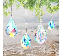 4 pièces Attrape-Soleil Lustre Cristal, Capteur de Soleil Pendentifs, Attrape Soleil a Suspendre, Prisme Fenetre, Boule de Prisme pour Accueil, Jardin,Lampe,Rideau, Décoration à Suspendre