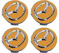 4 Pièces Auto Cache Moyeux pour Mazda 2 3 6 MX-5 MX-30 CX-3 CX-8 56mm, Centre Roue Accessoires de Décoration de Forme Cache de Roue Centrale Le Modelage Accessoires de Voiture,C Yellow