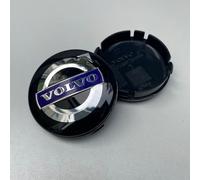 4 Pièces Auto Cache Moyeux pour Volvo S80 2011-2016,Cache Jante Capuchons de Centre de Roue avec Voiture Logo Emblème Décoration Accessoires Auto,Black Blue63mm