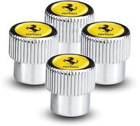 4 Pièces Auto Capuchon de Valve pour Ferrari California 430 F12 458 488 812 F8 456 Portofino Roma, Bouchons de Valve de Pneu, Anti Fuite Bouchon Résistant à la Corrosion Pneu Protection Accessoire