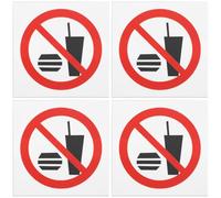 4 Pièces Autocollant Interdiction de Manger ou Boire, 3x3 Pouces | Message Très Visible, Application Autocollante, Surfaces Vitrées, Murs Lisses, Cafés, Salles de Réunion, Commerces et Bureaux