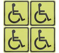 4 Pièces Autocollant Symbole de Handicap Jaune, Papier Adhésif | Usage Extérieur Véhicule et Panneaux, Application Facile, Symbole Visible, pour Gestionnaires et Flottes
