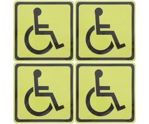 4 Pièces Autocollant Symbole de Handicap Jaune, Papier Adhésif | Usage Extérieur Véhicule et Panneaux, Application Facile, Symbole Visible, pour Gestionnaires et Flottes