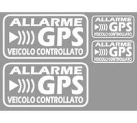 4 pièces Autocollants Alarme GPS Véhicule Contrôlé sécurité voiture pour éviter le vol autocollant intérieur voiture moto tir camion camping-car vélo scooter (BLANC)