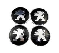 4 Pièces Autocollants Cache Moyeu pour Peugeot 108 Hatch 2014-2025 56mm, Cache-moyeux Autocollants Jante Centre D'emblème avec Voiture Logo Cache Moyeux,Black