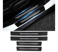 4 Pièces Autocollants Protection Seuil Porte pour Ford B-Max GT KA Flex FREESTAR C-Max Figo, Voiture Fibre Carbone Plinthes Plaques PéDale de Seuils Anti-Rayures,C/White