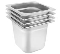 4 Pièces Bac à Aliments en Acier Inoxydable 1/6, 6 Pouces, Argenté