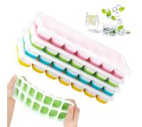 4 Pièces Bacs à Glaçons avec Couvercle, Moule à Glaçons, Bacs à Glaçons Carrés Faciles à Retirer, 14 Compartiments Bac à Glaçons, Empilable, Reutilisable, Pour cocktail, whisky, Boissons, Fruits