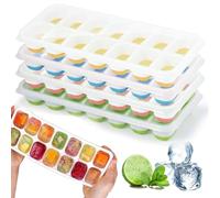 4 Pièces bacs à glaçons en silicone avec couvercle,Moule à Glaçons,Certifié LFGB - Sans BPA,bacs à glaçons carrés faciles à retirer(1 Vert+1 Bleu+1 Rose+1 Jaune)