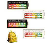 4 Pièces Badge De Batterie Sociale, Broche Drôle De Batterie Sociale My Pin Pour l'Humeur Sociale Pendant 7 Jours, Badge De Batterie Sociale Coulissant Pour l'Expression De Soi, Accessoire De Mode