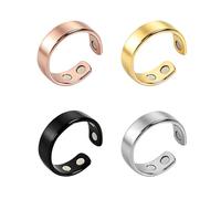 4 Pièces Bague Connectée Femme, Bague Anti Ronflement, Anneau Magnétique Thérapeutique Pour Drainage Lymphatique, Anneau Magnétique En Cuivre, Ouverture Réglable