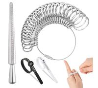 4 Pièces Baguier de Mesure Professionnel, Outil de Mesure pour Tailles de Bagues EU/US/UK, Guide des Tailles A-Z, Métal Durable pour Bijoutiers