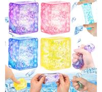 4 Pièces Balle Anti-Stress, Jouets Fidget de Glaçon, Enfants Adultes Boules Anti-Stress, Squeeze Boules à Presser pour Gérer et Soulager Anxiété, Doux Squeeze Anti-Stress pour Enfant et Adulte (A)