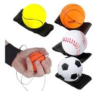 4 Pièces Balle Rebondissante avec Ficelle,Balle de Retour Poignet Enfant,Balles Rebondissantes en Caoutchouc,Balles avec Bracelet Poignet pour Exercice ou Jouer,Bracelets Sportifs pour Exercice