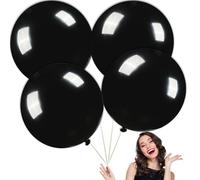 4 Pièces Ballon Géant Noir, Ballons en Latex Noires, Ballon Rond Géant, Ballons Anniversaire Noir pour Fête Anniversaire Mariage Halloween Bébé Douche Carnaval