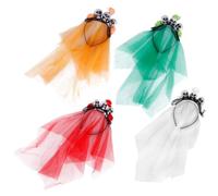 4 Pièces Bandeau à Cheveux en Maille à Tête de Mort Coiffe