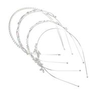 4 Pièces Bandeau à Double Rangée en Alliage et Cristaux | Design Double Couche, Argenté, Confortable et Léger, pour Fiançailles, Enterrement de Vie de Jeune Fille