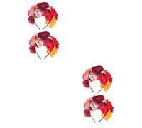 4 Pièces Bandeau fleur Rose Cerceaux de cheveux exquis couronne de cheveux hair charms hair toppers décoration mariage bandeau cheveux Bandeau coloré décor de fête en tissu FRCOLOR