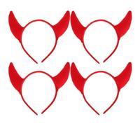 4 Pièces Bandeau pour Cheveux Cornes Rouges, Coiffes de Costumes | Style Halloween, Léger et Confortable, pour Adultes, Concerts, Photo Booth, Accessoire Rouge