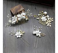 4 Pièces Barrette de Mariage en or Rose Clair, Peigne de Mariée en épingle à Cheveux, Peigne à Cheveux de Mariage en Perles, pour Demoiselles D'honneur ou Demoiselles D'honneur(Blanc)