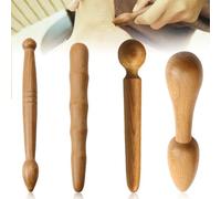 4 Pièces Bâton de Massage en Bois, Crayons d'Acupression pour Réflexologie, Points de Pression, Gua Sha, Relaxation Visage, Pieds, Cou, Épaules et Corps