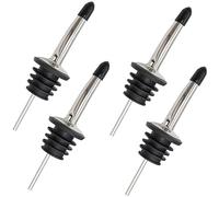 4 Pièces Bec Verseur Huile,Verseur Huile D'olive,Verseur Distributeur En Acier Inoxydable,Bouchon Huile D'olive,Bec Verseur Huile D'olive,Bec Verseur Conique Bouteille,Avec Bouchon en Caoutchouc