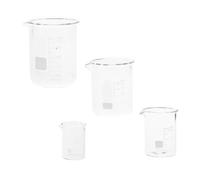 4 Pièces Bécher Gradué en Verre 10ml, 25ml, 50ml, 100 Ml | Verre Transparent, Paroi Lisse et Base Stable, pour Laboratoires Professionnels et Cours de Science