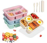 4 Pièces Bento Lunch Box avec Compartiment, Boite Repas Réutilisables pour Enfants et Adultes, Boîtes Gouter Empilables, Gamelle Dejeuner Micro-ondable, Lunchbox Anti-Fuite pour École, Travail, Voyage