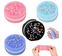 4 Pièces Biscuit Squishy Toy, Jouet Anti Stress pour Enfant et Adulte, Kawaii Mochi Biscuit Boule Antistress, Doux Squeeze Stress Relief Fidget Toys, Cadeau d'anniversaire
