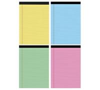 4 Pièces Bloc-notes A4 à Lignes Horizontales, Papier Coloré | Format Paysage, Reliure Solide, pour Mémos et Messages au Bureau, Croquis et Planification Quotidienne