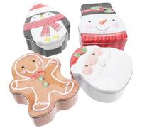 4 Pièces Boîte à Biscuits de Noël en Fer Blanc, Légère | Couleurs Riches et Vives, Usage à Maison, Lot de Boîtes Présent pour Fêtes de Noël